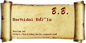 Berhidai Béla névjegykártya